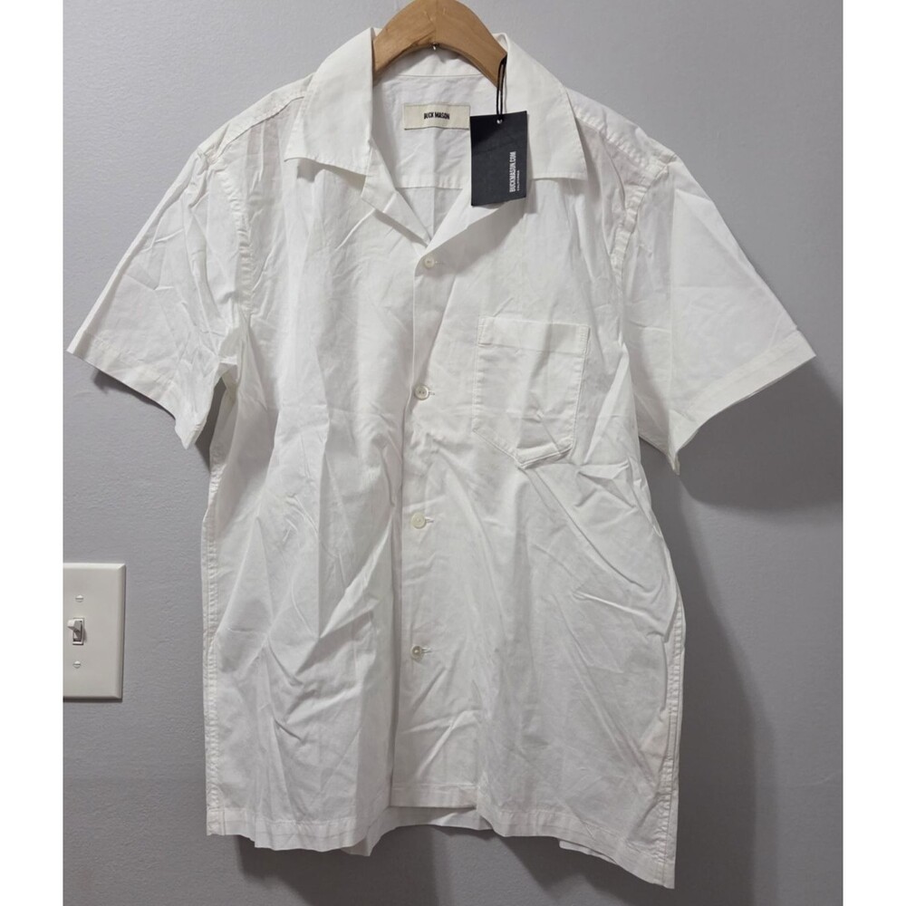 NWT Buck Mason Wornwell Camp Shirt White Small Cotton Short Sleeve $138 READ